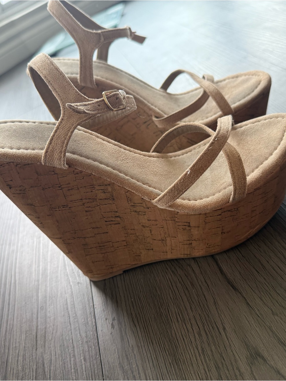 Women's Tan Cork Wedge Sandals